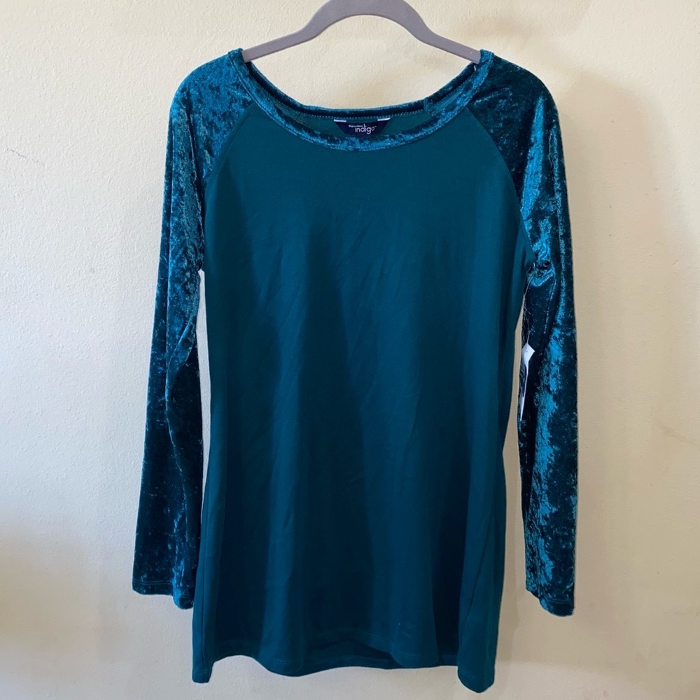 Great Northwest Indigo Velvet Sleeve Tunic Top